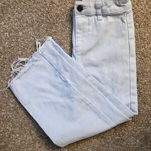 Girls Copper Key Wide Leg Light Blue Denim with Frayed Edge